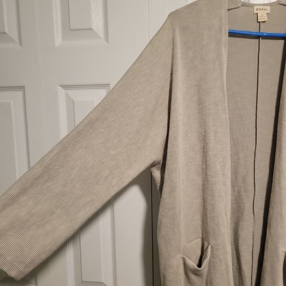 Donni Anthropologie Stripe Ribbed Gray Cardigan One Size Fits Most Oversized - Picture 3 of 5